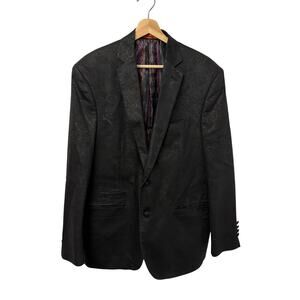 Tallia Jacket Mens 42R Black Floral Cotton Blend Blazer Notch Lapel 2 Button